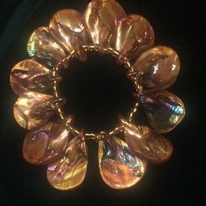 Stretch band Gold Mother of Pearl Bracelet.